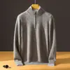 Suéter de Punto Pullover Casual de Manga Larga para Hombre con Cuello Alto Parcial, 100% Cachemira Pura, Color Sólido, Cremallera, Nuevo Otoño/Invierno
