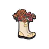 [Botão Personalizado] Série de Broches com Fivela de Desenho Animado de Carro e Flores em Vasos Acessórios Metálicos Divertidos de Carro e Girassol