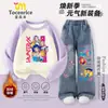 Sudadera Kpop Cazadores de Demonios Grupo de Chicas Cazadoras de Demonios Conjunto Otoño e Invierno para Niños Mayores con Jeans Forrados de Polar Moderno
