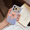 Nuevo estilo ins brillo fino rosa claro estrella de mar espejo teléfono soporte con airbag incrustado con diamantes de imitación espejo de maquillaje portátil teléfono magnético