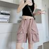 Shorts Cargo de Bolsillo Grande Estilo Americano para Mujer, Nuevos de Verano 2026 de Cintura Alta, Holgados de Pierna Ancha, Adelgazantes, de Secado Rápido, de Cinco Puntos