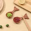 Madera Maciza Cola de Pez Linda Cuchara de Madera Caracol Polvo Grano de Café Té Hogar Cuchara Corta Alta Apariencia Cuchara de Cabeza Grande