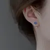 Pendientes de trébol de cuatro hojas azul exquisito de plata de ley 925 nuevo estilo de moda ins pendientes de botón con cierre de rosca para mujer