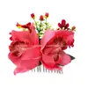 Peine de Flores de Colores Hawaiano Transfronterizo, Accesorio para el Cabello de Orquídea Artificial para Fotos en la Playa, Peine Lateral para Mujeres, En Stock