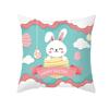 Funda de almohada de Pascua para el hogar, conejo de dibujos animados, estampado de huevo colorido, piel de melocotón, funda de almohada para sofá, cojín de oficina