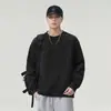 Sudadera de cuello redondo para hombre de marca moderna estilo americano, nuevo top casual holgado para primavera y otoño, camisa de manga larga de color liso simple y versátil