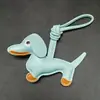 Pingente Chaveiro Dachshund Desenho Animado Pet Pingente de Bolsa Chaveiro de Couro Pingente de Bolsa para Capa de Celular Bijuteria