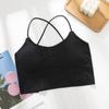 Ice Silk Traceless peito envolvendo uma peça para trás cruzado bonito costas reta resistente sutiã base Backless cueca para as mulheres