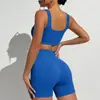 Conjunto de Ropa de Yoga con Hilo Transfronterizo Europeo y Americano para Mujer, Diseño de Espalda Hermoso de Verano, Conjunto Deportivo de Yoga de Tres Piezas para Fitness al Aire Libre