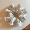 Scrunchie Floral de Cetim de Alta Qualidade para Mulheres, Elástico Suave para Coques, Corda para Rabo de Cavalo Baixo, Acessório de Cabelo