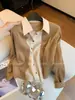 Cárdigan de punto para mujer con cuello polo falso de dos piezas, estilo "old money", nueva colección otoño 2026, top corto elegante y relajado para el trabajo