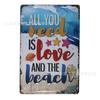 Chinelos de praia de verão surfe vintage lata pintura praia mercearia decorativa placa de ferro praia lata pecado