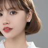 Pendientes Redondos Negros Elegantes con Aguja de Plata S925 para Hombres y Mujeres Estilo Coreano Pendientes Geométricos Anchos Simples Brillantes