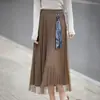 Saia Patchwork de Renda para Mulheres Outono 2026 Nova Cintura Alta Emagrecedora Solta Comprimento Médio Versátil Tendência Floral