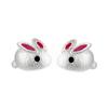 Antiguo Gato Ning Año de la Rata Este Año Aretes de Conejo Rosa Aretes para Mujer Estilo Coreano Fresco y Lindo Aretes de Conejo Blanco