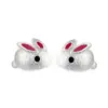 Pendientes de botón con orejas de conejo rosa para mujer, estilo coreano, frescos y lindos, accesorios para orejas de conejito blanco pequeño, Año del Rata
