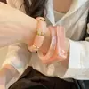 Conjunto popular de pulseiras redondas geométricas de acrílico europeias e americanas, design simples, joias da moda de nicho e únicas