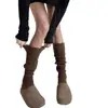 Calcetines Holgados de Acrílico Hueco para Otoño e Invierno Calcetines de Punto Cálido para Pasarela Calcetines de Media Pierna en Capas Calcetines Blancos Dulces Versátiles