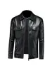 Jaqueta de couro masculina, novo estilo outono e inverno, casaco de couro com gola reversa, jaqueta de couro casual biker com padrão trançado juvenil, versão coreana slim fit roupas masculinas