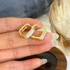 Hebilla de Oreja Cuadrada Geométrica con Goteo de Esmalte para Mujer Otoño e Invierno Nueva Moda Nicho de Gama Alta Pendientes de Lujo Ligero Pendientes Explosivos