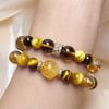 [Jinba Da Integral] Cristal de Torre Amarillo Natural Piedra Ojo de Tigre Dorado Diseño Citrino Pulsera Citrino Venta al por Mayor