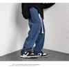 Calça jeans masculina larga, fina, casual, da moda, para o verão, de marca, reta