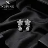 Pendientes de flor con incrustaciones completas de gemas artificiales Xuping, aleación de cobre chapada en blanco, lujo ligero, pendientes para mujer estilo ins dulces y modernos