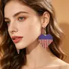 Pendientes de Corazón Estilo Europeo y Americano con Pedrería de Bandera Americana para Mujer, Pendientes de Moda Retro Exagerados con Pedrería Completa para el Día de la Independencia