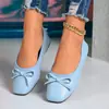 Sapatos Rasos com Laço para Mulheres 2026 Primavera e Outono Estilo Coreano Elegantes Mocassins de Bico Quadrado Rasos Estilo Fada