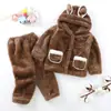 Traje de pijama con capucha nuevo para otoño e invierno 2024, ropa linda, gruesa y cálida para niños