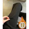 Moda Femenina Nueva Primavera Pantalones Rectos Ajustados de Lana de Cintura Alta Patrón de Espiga Petite Versátiles Casuales