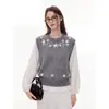 Chaleco de punto bordado floral de moda estilo francés para mujer, adecuado para usar en capas en otoño e invierno, top versátil sin mangas