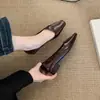 Zapatos de Mujer Chuyuji Marrones de Tacón Bajo, Nuevos Zapatos de Abuela Retro Franceses de Cuero Suave para Primavera y Otoño, Zapatos de Tacón Grueso para Trabajar y de Noche