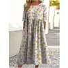 26 Novos Produtos Transfronteiriços Temu Amazon Aliexpress Moda Estampa Digital Vestido Feminino Soltinho Fábrica de Origem