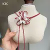 Jardín de Verano Flores Rosa Dopamina Collar de Doble Capa con Perlas Cadena para Clavícula Fresca de Chica Dulce Impresionante