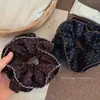 Estilo coreano encaje retro floral exquisito temperamento borde bloqueado tela de intestino grueso goma para el pelo moño coleta suave cuerda para el pelo de la cabeza