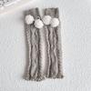 Calcetines Nuevos de Punto con Pompones de Patrón de Diamante para Mujer, Calentadores de Piernas Blancos de Media Pantorrilla, Calentadores de Piernas de Punto Trenzado de Color Sólido