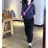 66859 Grande Beleza Yiyuan Primavera 2023 Novo Casaco com Capuz de Cor Sólida Calça Casual Moda Feminina Emagrecedor Tendência