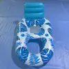 Fila flotante inflable para adultos con forma de hoja de arce, engrosada, para cruzar fronteras, tumbona acuática multifuncional en forma de U con portavasos, cama flotante de ocio
