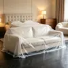 Funda de cama desechable a prueba de polvo, extragrande y engrosada, para protección de sofás y muebles, con cordón elástico, funda de cama transparente, cubierta antipolvo