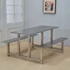 Mesa y sillas de comedor de acero inoxidable 304 combinación 4 personas 6 personas 8 personas sitio de empresa mesas y sillas de comida rápida unidas cantina escolar estudiantil