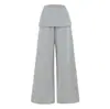 Pantalones de Chándal "Canguro" con Puños Ajustables, Pierna Ancha, Dobladillo Amplio, Estilo Americano, Cintura Alta, Holgados, Color Sólido, Pantalones Largos Casuales para Mujer