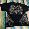 Comércio exterior Cross-border Retro Caveira Grande Padrão Camiseta de manga curta Solta plus size Roupas de rua Punk escuro Manga curta