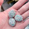 Bola de diamante incrustada con cuentas de cristal de pedrería, cuentas con agujero, cuentas espaciadoras, hechas a mano, material para colgante de pulsera de mano, accesorios de joyería DIY al por mayor
