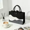 Em Estoque Dropshipping Transfronteiriço Mais Vendido Tendência Nacional Cor de Pico da Montanha Blocos de Cor Bolsa Tote de Feltro para Piquenique, Ao Ar Livre, Deslocamento, Compras e Almoço
