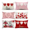 Funda de Cojín para Cintura del Día de San Valentín Transfronteriza con Estampado de Corazones Rojos y Rosas, Funda de Cojín Decorativa para Silla de Salón de Exterior Festiva