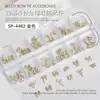 Caixa com 12 Compartimentos Nail Art Joias Laço de Metal Fita Recortada Dourado Prata Branco Liga K Acessórios para Unhas