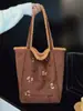 Bolsa Saco Fofa Dachshund Retrô Outono e Inverno 2025 Nova Lã de Cordeiro Bolsa Tote de Ombro Grande Capacidade Dupla Face