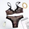 Artículo popular de comercio exterior: Lencería Sexy de Encaje con Estampado Salvaje de Leopardo, Sujetador Ultra Fino Transparente para Bustos Grandes, Anticaída