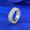 Mu Jing Joyería Nuevo Anillo Cuadrado de Fila Completa de Diamante S925 de Plata Personalizado Moda Versátil Transfronterizo Pequeño Libro Rojo